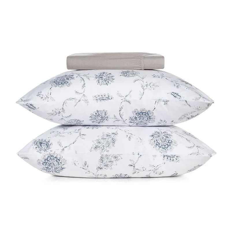 JOGO CAMA SIMPLES QUEEN 3PC MALHA 100% ALGODAO - CELESTE